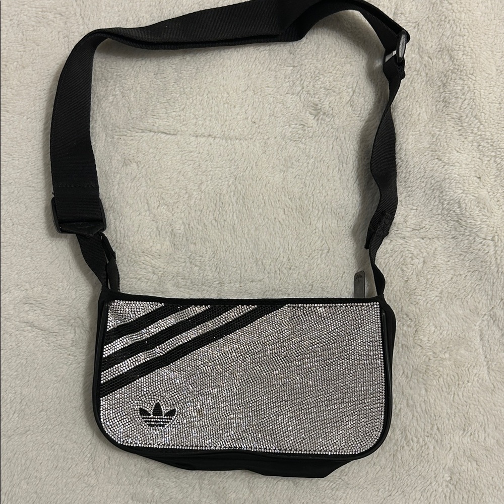 Adidas Women’s Black and Silver Shoulder Bag